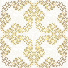 Gold, seamless ornament in east style.