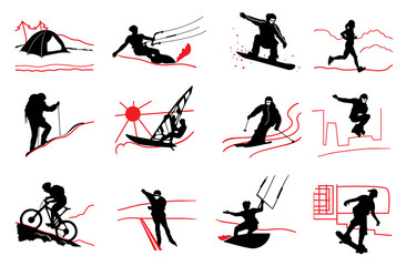 set of active sport icons