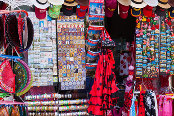 Fototapeta premium Sale of Seville tourist gifts