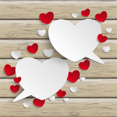 White Hearts Speech Bubbles Wood