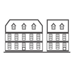 set of silhouette houses flat design vector illustration
