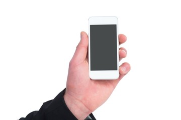 Hand of businessman holding smart phones