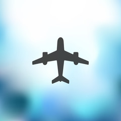 plane icon on blurred background