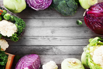 Frame of various brassica cabbage family varieties