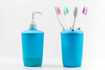 Toothbrushes and soap pump