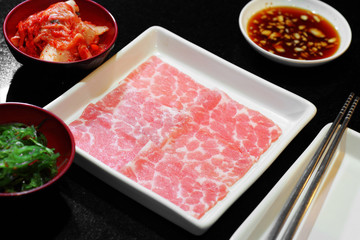 close up meat and vegetable in japanese food