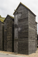 wooden black net huts, Hastings