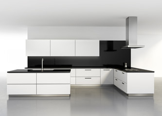 Contemporary minimal white kitchen