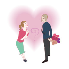 Girl waiting the answer about love from her guy