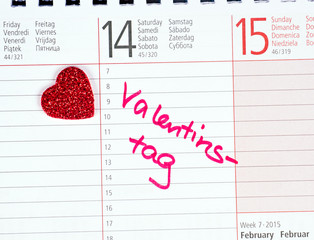 Herz mit Kalendereintag Valentinstag
