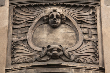 Floral ornamental decoration on the Art Nouveau building