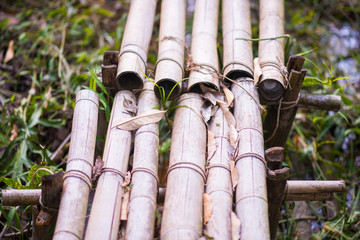 handmade bamboo bridge in garden