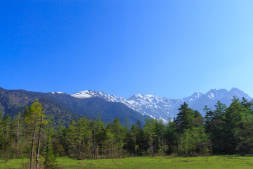 Fototapeta na wymiar Hotaka mountains in Kamikochi, Nagano, Japan