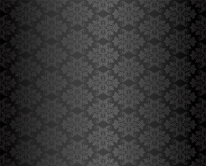 Luxury seamless black floral wallpaper