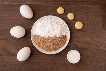 Sugar, eggs, almonds and macarons