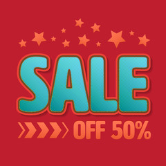 SALE text embroidery. Vector illustration.