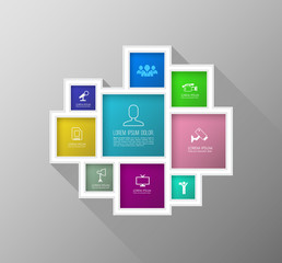 Vector square colour group with icons number