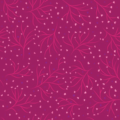 Fototapeta premium Hand drawn twigs with hearts seamless pattern.