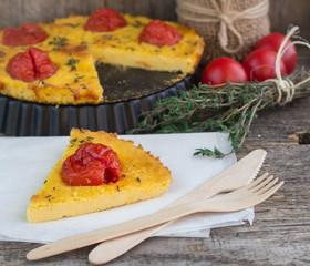 baked polenta with tomatoes, cheese and thyme