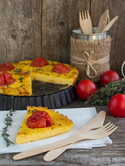 baked polenta with tomatoes, cheese and thyme