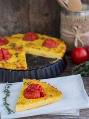 baked polenta with tomatoes, cheese and thyme
