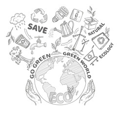 Fototapeta premium Doodles Ecology Concept