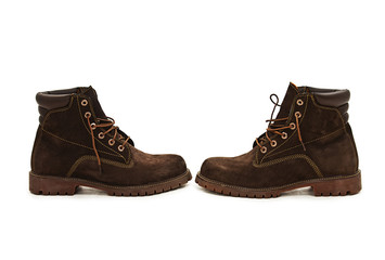 Photo of man's boots. Isolated on white background