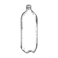 Vector Single Sketch Plastic Bottle of Water