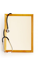 Shield with stethoscope