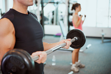 Gym: Anonymous Man Working Out With Barbell