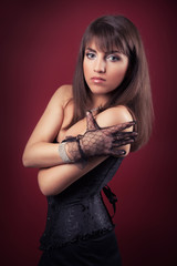Fototapeta premium portrait of beautiful young retro woman