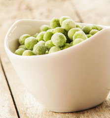 Bowl of frozen peas