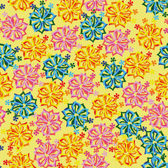 Fototapeta premium seamless yellow background with bright flowers