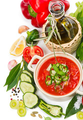 Tomato soup gazpacho,  vegetables and spices