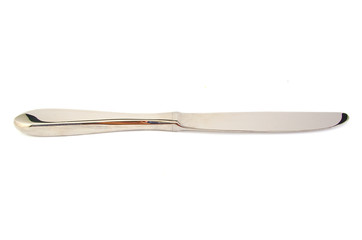 Metal knife on white background.
