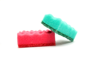 Colored sponge for washing. Photo.