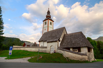 Fototapeta na wymiar Church of St John the Baptist, Bohinj Lake, Slovenia