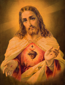 Typical catholic image of heart of Jesus Christ