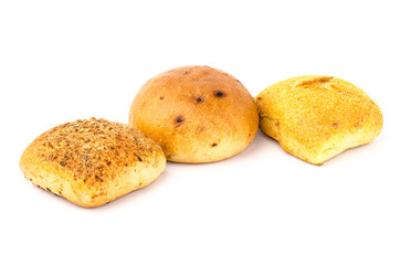Maize max roll and multimalt roll bread on white background