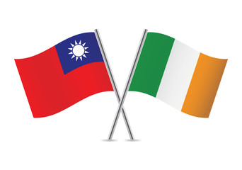 Irish and Taiwanese flags. Vector illustration.