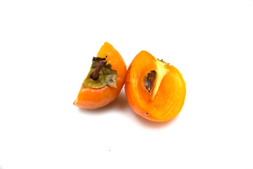 Orange persimmon on a white background. Photo.