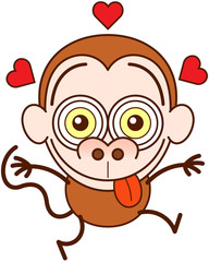 Obraz premium Crazy monkey jumping out of joy and feeling in love