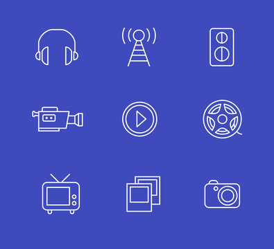 Media or multimedia icon set