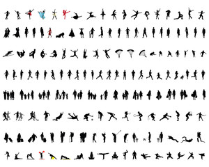 Big collection of silhouettes of people 2, vector