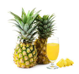 pineapple juice isolated on white