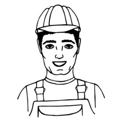 Hand-drawn builder. Doodle. Isolated. vector