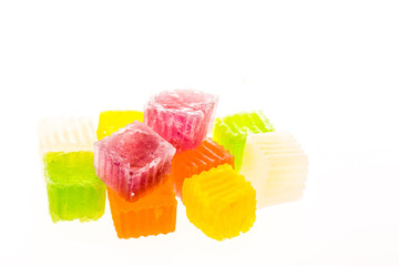 jelly candies on white background.