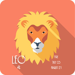 Zodiac sign Leo icon flat design