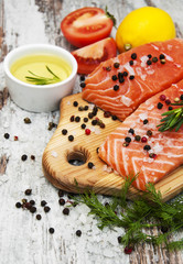 portions of fresh salmon fillet