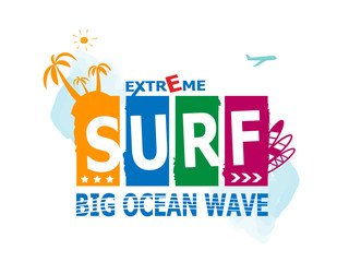 Fototapeta premium Surf Rider text design element.